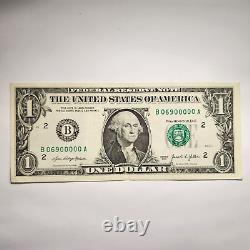 $1 Dollar Bill Unique Serial Number B 06900000 A (Circulated)