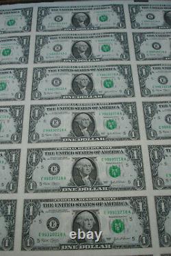 $1 Series A 2003 Uncut Sheet Of 32 One Dollar Bills, Rolled & In A Tube