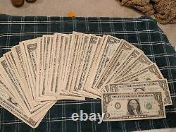 $1 Washington One Dollar Star Note Lot of 91 Bills. Federal Reserve notes