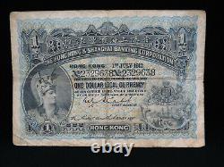 1st July 1913 $1 One Dollar Hong Kong Banknote HSBC Shanghai F Grade Hongkong