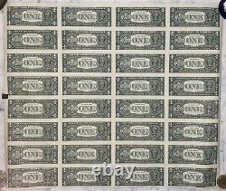 2001 Uncut Uncirculated Sheet 32 $1 One Dollar Bills Bureau of Engraving