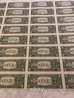 2001 Uncut Uncirculated Sheet 32 $1 One Dollar Bills Bureau of Engraving