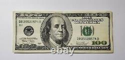 2003 $100 One Hundred Dollar Bill Federal Reserve Note, US Serial # DB25520574D