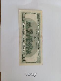 2003 $100 One Hundred Dollar Bill Federal Reserve Note, US Serial # FJ34308969A