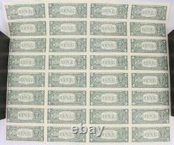 2006 Uncut Sheet 32 $1 One Dollar Bills Currency Federal Reserve DA Block