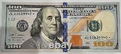 2009 $100 US One Hundred Dollar Bill STAR NoteJL 13639940 Serial Number