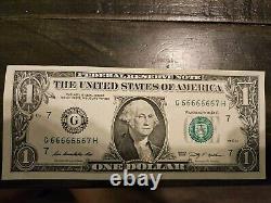 2009 $1 Near Solid Serial Number 66666667