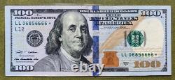 2009 One Hundred Dollar Star Note Serial Number LL 06856666 Circulated Fine
