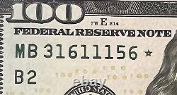 2013 $100 Bill One Hundred Dollar Uncirculated Star Note Mb31611156 MB Block