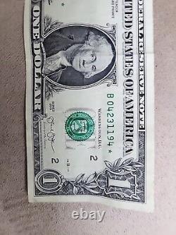 2013 $1 DOLLAR BILL/STAR NOTE/(B) DUPLICATE/FWithONE OF 2/COLLECTABLE/B04231194&