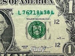 2013 $1 FRN Misprint Massive Ink Smear Serial Number Error One Dollar Bill