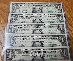 2013 B $1 Star Note Duplicated Serial Number Production Error (7pc) Seqential