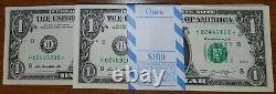 2013 H $1 Star Notes Pack 100 All Consec One Dollar Blues Bills Bep Strap 9101