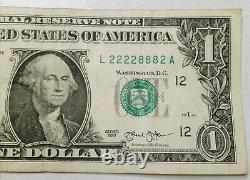 2013 L Series $1 One Dollar Bill Fancy Binary 3 888s and 5 22222s Rare FRN US