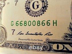 2013 One Dollar Fort Worth G Palindrome/Radar Bill 66800866/99800899