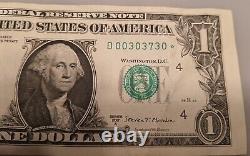 2017A $1 One Dollar Star Note Fancy Serial Number D00303730 ERROR! TRINARY