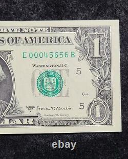 2017A One Dollar Bill Repeater Low Serial Number E 00045656 B