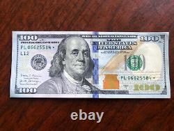 2017A One Hundred Dollar Bill Rare Star Note PL 06625584 L12 circulated Rare