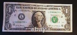 2017 $1 Dollar Bill RARE Star Note A Series # L03068270