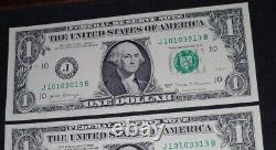 2017 $1 One Dollar Fancy Serial, 3 Bills. 0-1-3. J 10103013 B Super Rare