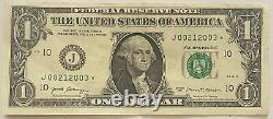 2017 one dollar bill fancy serial # low number star note. 00212003 S1K076