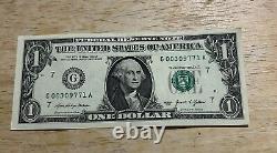 2021 $1 One Dollar Bill Low Serial Numbers Sequence 00309771, 00309772, 00309773