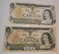 2x Canadian 1973 One Dollar Bill Banknote