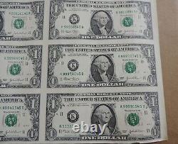 32 $1 Bill Half Sheet of Uncut Uncirculated 2003 $1 One Dollar Bills Series K