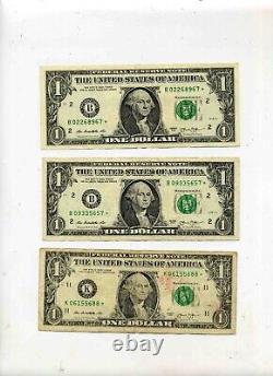 3 bills with 2013 B Star Note Dollar duplicates