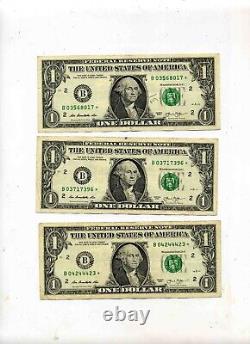 3 bills with 2013 B Star Note Dollar duplicates