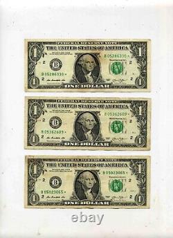 3 bills with 2013 B Star Note Dollar duplicates
