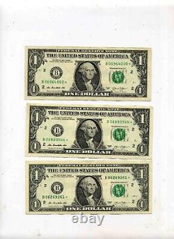 3 bills with 2013 B Star Note Dollar duplicates