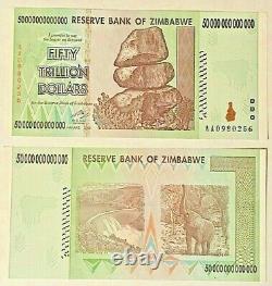 50 Trillion Zimbabwe Banknote One Unc $50 Trillion Dollar Zim Bill (2008, Aa)
