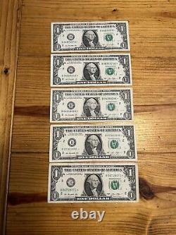 5 2013 B Duplicate STAR NOTES ONE DOLLAR BILLS