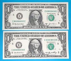 80808800 MATCHING BINARY (0 & 8) $1 One Dollar Bill Serial Number # 2 UNC