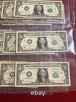 83 US ONE DOLLAR BILL STAR NOTES Double Sided Sheets TERRIFIC COLLECTION