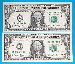 88008008 MATCHING BINARY (0 & 8) $1 One Dollar Bill Serial Number # 5 UNC