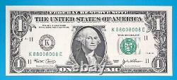 88008008 MATCHING BINARY (0 & 8) $1 One Dollar Bill Serial Number # 5 UNC