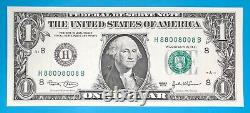 88008008 MATCHING BINARY (0 & 8) $1 One Dollar Bill Serial Number # 5 UNC