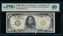 AC 1934 $1000 Kansas City LGS light green seal ONE THOUSAND DOLLAR BILL PMG 40