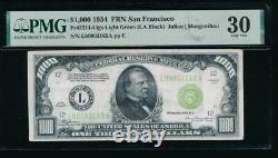 AC 1934 $1000 San Francisco LGS ONE THOUSAND DOLLAR BILL PMG 30