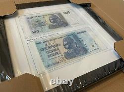 Authentic UNC 100 Trillion & One Hundred Zimbabwe Dollar Banknote Display. Rare
