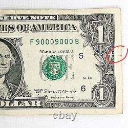 Binary Flipper Six of a Kind Fancy Serial One Dollar Bill F90009000B FW 0s 9s