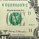 Binary Repeater 0s 9s Fancy Serial Number One Dollar Bill K00090009c Six Kind