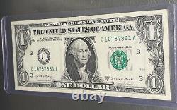 C 16787861 Binary Repeater $1 One Dollar Bill Note Fancy Serial #