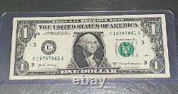 C 16787861 Binary Repeater $1 One Dollar Bill Note Fancy Serial #