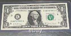 C 16787861 Binary Repeater $1 One Dollar Bill Note Fancy Serial #