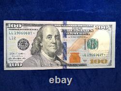 Crisp $100 Bill Star Note One Hundred Dollar Series 2009 A Serial # LL19060607