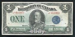 DC-25c 1923 $1 ONE DOLLAR DOMINION OF CANADA BANKNOTE BLUE SEAL VERY FINE+