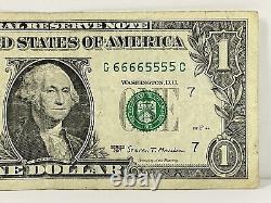 Double Quad 6s 5s Fancy Serial Number 2017 One Dollar Bill G66665555C FW Binary